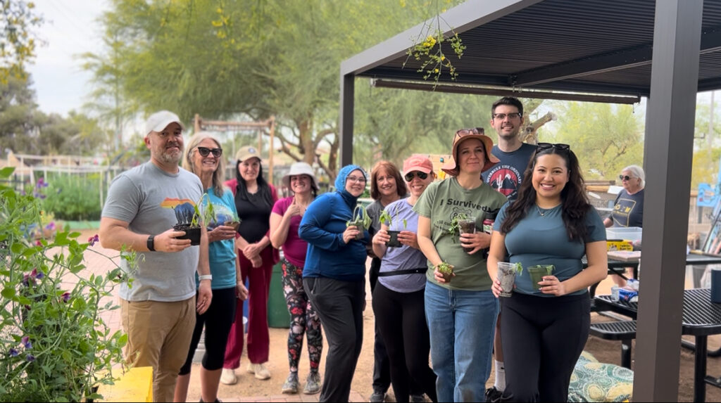 group photo at the farm